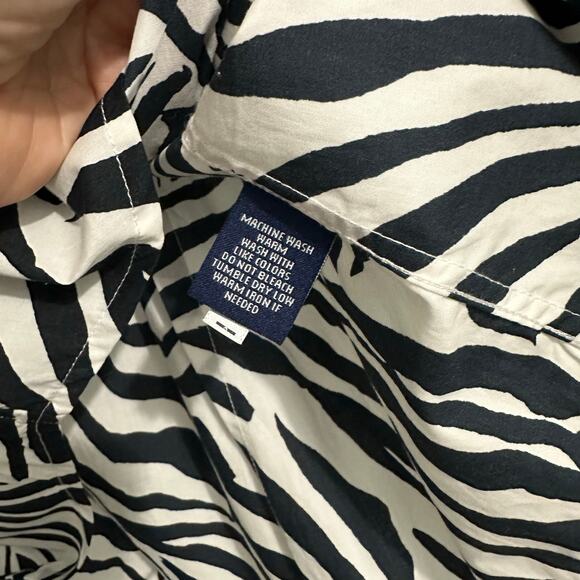 Chaps Ralph Lauren Classics Shirt 1x cotton Zebra Black White Button down shirt - Picture 7 of 9